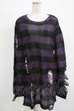 画像1: KILL STAR / Graph Knit Sweater XS ブラック×パープル H-25-11-28-042-SL-TO-KB-ZH