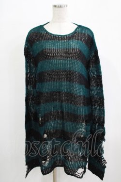 画像1: KILL STAR / Sea Punk Knit Sweater XL ブルーグリーン H-25-11-28-043-SL-TO-KB-ZH