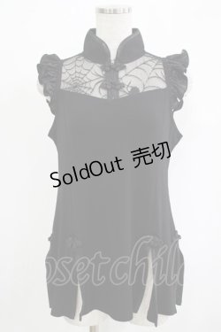 画像1: 【SALE】Qutie Frash / クモメッシュスリットタンク  ブラック H-25-11-28-046-QU-TO-KB-ZH