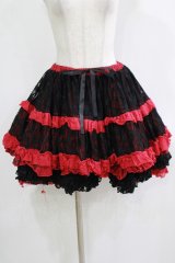 FRILL / ダメージフリルレーススカート  黒×赤 H-25-11-28-049-HN-SK-KB-ZH