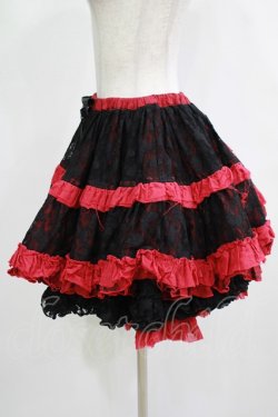 画像2: FRILL / ダメージフリルレーススカート  黒×赤 H-25-11-28-049-HN-SK-KB-ZH
