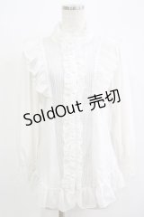 Qutie Frash / ストライプ切替ブラウス  白 H-25-11-28-050-QU-BL-KB-ZH