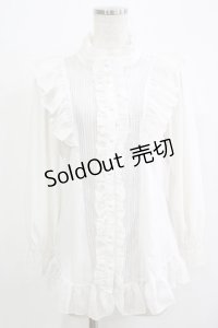 Qutie Frash / ストライプ切替ブラウス  白 H-25-11-28-050-QU-BL-KB-ZH