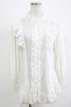 画像1: Qutie Frash / ストライプ切替ブラウス  白 H-25-11-28-050-QU-BL-KB-ZH