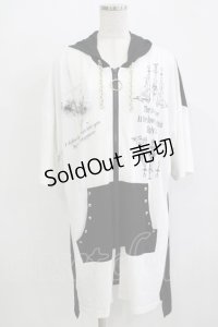 SEX POT ReVeNGe / チェーンフード半袖パーカー  黒×白 H-25-11-28-052-SP-TO-KB-ZH