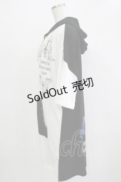 画像2: SEX POT ReVeNGe / チェーンフード半袖パーカー  黒×白 H-25-11-28-052-SP-TO-KB-ZH