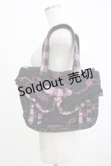 H jelly / チェックフリルトートBAG  ブラック×ピンク H-25-11-28-056-HN-BG-KB-ZH