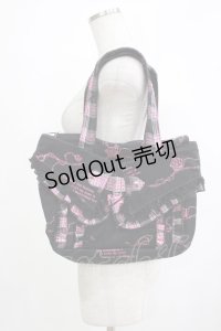 H jelly / チェックフリルトートBAG  ブラック×ピンク H-25-11-28-056-HN-BG-KB-ZH