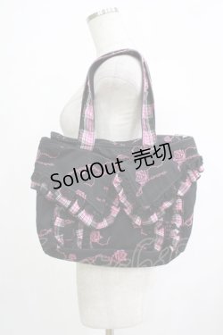 画像2: H jelly / チェックフリルトートBAG  ブラック×ピンク H-25-11-28-056-HN-BG-KB-ZH