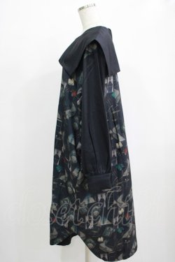 画像2: DXMOUVE / 亡霊の館柄スクエアカラーシャツワンピース  ブルー H-25-11-28-014-PU-OP-KB-ZH