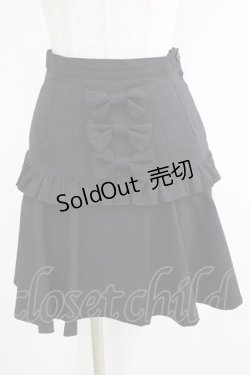 画像1: PEACE NOW / リボンフリルスカート  ブラック H-25-11-28-015-PU-SK-KB-ZH
