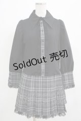 MARBLE / プリーツチェック切替ワンピース  黒×グレー H-25-11-28-018-GO-OP-KB-ZH