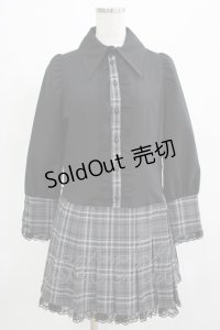 MARBLE / プリーツチェック切替ワンピース  黒×グレー H-25-11-28-018-GO-OP-KB-ZH