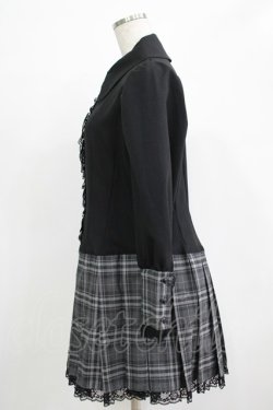 画像2: MARBLE / プリーツチェック切替ワンピース  黒×グレー H-25-11-28-018-GO-OP-KB-ZH