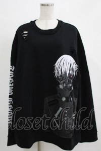 QOOZA / 東京喰種×QOOZA金木研 ダメージスウェット  ブラック H-25-11-28-023-PU-TO-KB-ZH
