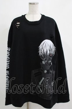 画像1: QOOZA / 東京喰種×QOOZA金木研 ダメージスウェット  ブラック H-25-11-28-023-PU-TO-KB-ZH