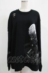 QOOZA / 東京喰種×QOOZA金木研 ダメージスウェット  ブラック H-25-11-28-025-PU-TO-KB-ZH
