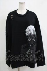 QOOZA / 東京喰種×QOOZA金木研 ダメージスウェット  ブラック H-25-11-28-026-PU-TO-KB-ZH