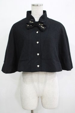 画像1: Innocent World / ハートボタンケープ Free ブラック H-25-11-29-030-IW-JA-NS-ZH