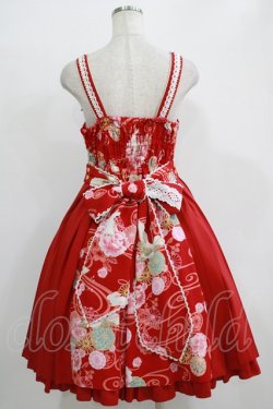 画像3: metamorphose / 花鳥風月〜乙女のはなごろも〜プリーツジャンパースカート(草柄リボン) Free 赤紅(Red) H-25-11-29-003-ME-OP-NS-ZH