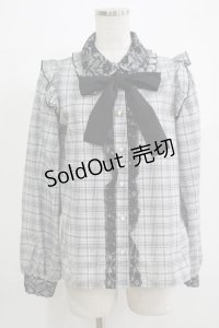 NOEMIE / チェックリボンブラウス M グレー H-25-11-29-048-LO-BL-NS-ZH