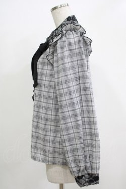 画像2: NOEMIE / チェックリボンブラウス M グレー H-25-11-29-048-LO-BL-NS-ZH