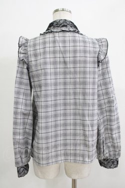 画像3: NOEMIE / チェックリボンブラウス M グレー H-25-11-29-048-LO-BL-NS-ZH