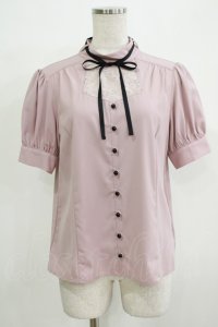 Ank Rouge / デコルテレースパフブラウス M ピンク H-25-11-29-049-CA-BL-NS-ZH