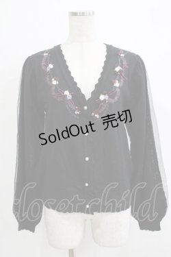 画像1: axes femme / ローズガーデンニットカーディガン M ブラック H-25-11-29-052-AX-TO-NS-ZH