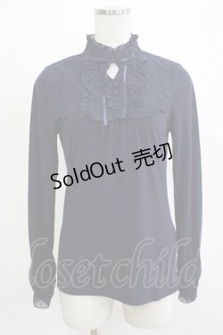 画像1: axes femme / ヨークレースハイネックプルオーバー M ネイビー H-25-11-29-053-AX-TO-NS-ZH