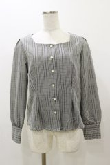 Fi.n.t / パール釦前あきブラウス Free BLACK×WH H-25-12-01-053-CA-BL-NS-ZH