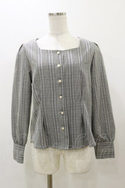 画像1: Fi.n.t / パール釦前あきブラウス Free BLACK×WH H-25-12-01-053-CA-BL-NS-ZH