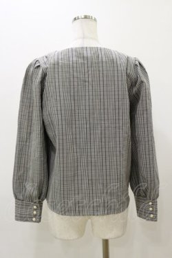 画像2: Fi.n.t / パール釦前あきブラウス Free BLACK×WH H-25-12-01-053-CA-BL-NS-ZH