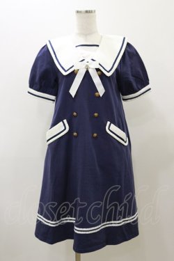 画像1: Amavel / セーラーAラインワンピース Free ネイビー H-25-12-01-069-CA-OP-NS-ZH
