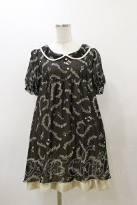 F i.n.t / 音符柄シフォンワンピース Free black H-25-12-01-070-CA-OP-NS-ZH