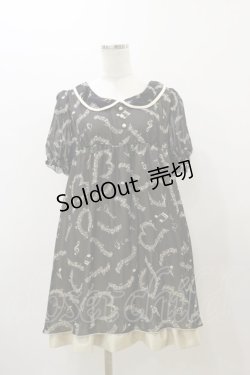 画像1: F i.n.t / 音符柄シフォンワンピース Free black H-25-12-01-070-CA-OP-NS-ZH