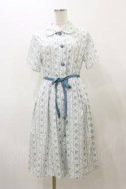 画像1: Fi.n.t / ストライプ花柄丸衿ワンピース Free L/BLUE H-25-12-01-073-CA-OP-NS-ZH