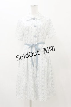 画像1: Fi.n.t / ストライプ花柄丸衿ワンピース Free L/BLUE H-25-12-01-073-CA-OP-NS-ZH