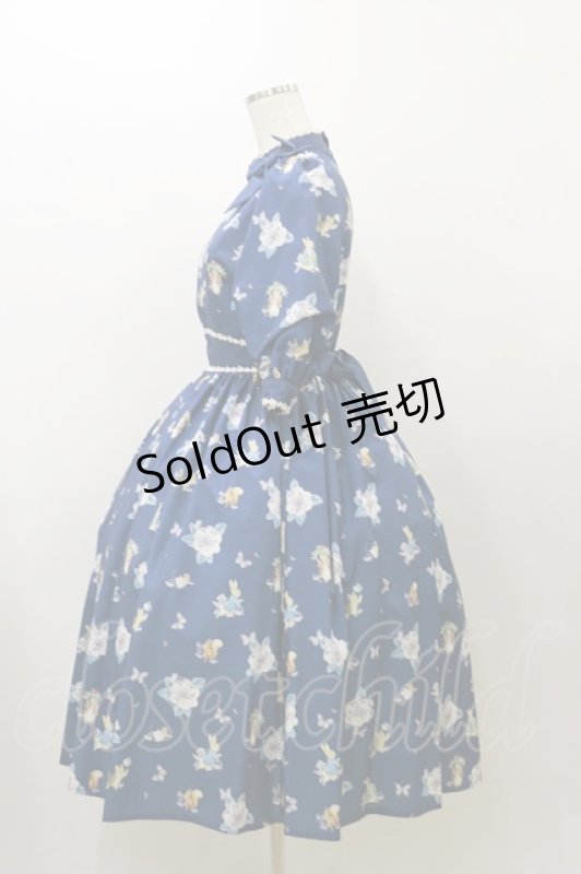 画像3: Innocent World / ピーターラビット小花レースワンピース M ネイビー H-25-12-01-075-IW-OP-NS-ZH (3)