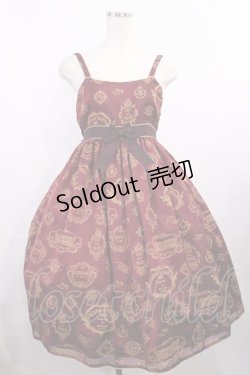 画像1: ALICE and the PIRATES / Vintage label stampジャンパースカートII Free ボルドー H-25-12-01-1003-PA-OP-NS-ZH