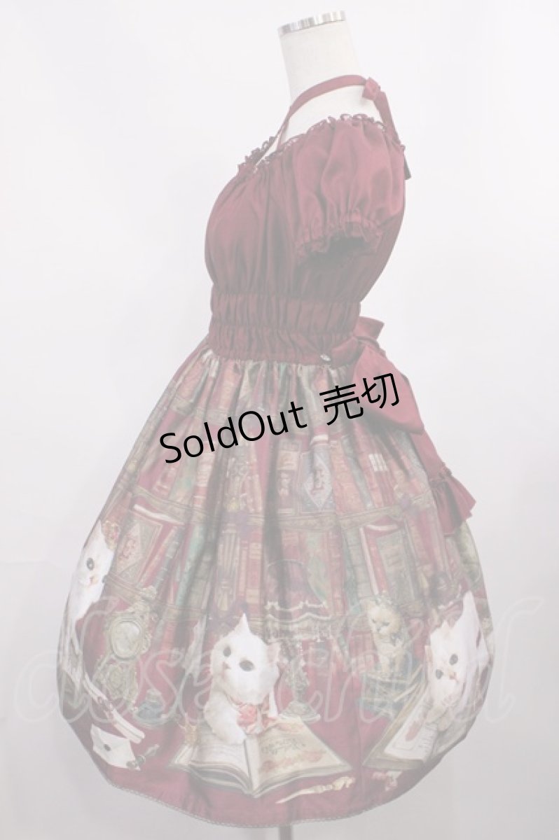 画像2: Enchantlic Enchantilly / Queen Cat〜秘密の書斎〜ワンピース Free ワイン H-25-12-01-1005-LO-OP-NS-ZH (2)
