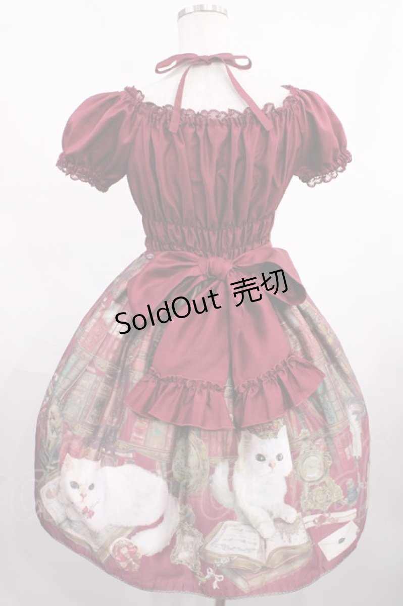 画像3: Enchantlic Enchantilly / Queen Cat〜秘密の書斎〜ワンピース Free ワイン H-25-12-01-1005-LO-OP-NS-ZH (3)