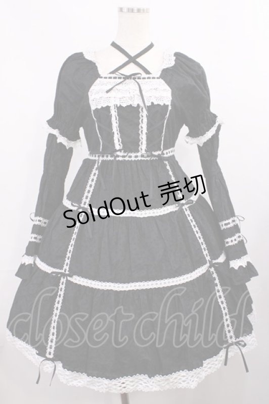 画像1: BABY,THE STARS SHINE BRIGHT / はわせドールワンピース&ヘッドドレスセット Free ブラック/オフ H-25-12-01-1006-BA-OP-NS-ZH (1)