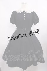 Innocent World / ケミカルレースのフレアー半袖ワンピース M ネイビー H-25-12-01-1007-IW-OP-NS-ZH