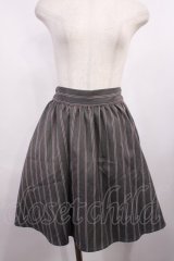 Ank Rouge / レジメンタルストライプサス付きスカート M グレー H-25-12-01-1013-CA-SK-NS-ZH