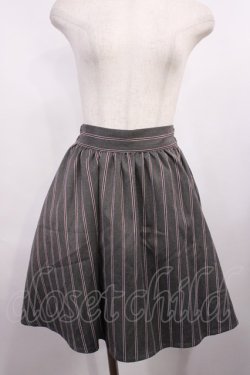 画像1: Ank Rouge / レジメンタルストライプサス付きスカート M グレー H-25-12-01-1013-CA-SK-NS-ZH