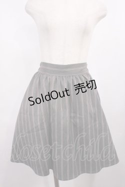 画像1: Ank Rouge / レジメンタルストライプサス付きスカート M グレー H-25-12-01-1013-CA-SK-NS-ZH