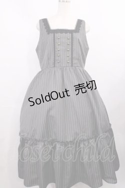 画像1: m petit by misako / TT*AOKストライプジャンパースカート 3L グレー H-25-12-01-1018-LO-OP-NS-ZH