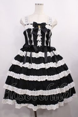 画像1: BABY,THE STARS SHINE BRIGHT / Romantic Dream Roseジャンパースカート Free ブラック/オフ白 H-25-12-01-1002-BA-OP-NS-ZH