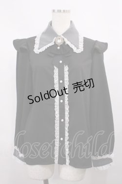 画像1: Rojita / 配色チュールフリル衿ブラウス Free ブラック H-25-12-01-1023-LO-BL-NS-ZH